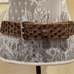 Diesel VINTAGE Unisex Genuine Leather Belt Black Grommets SUPER RARE!!!